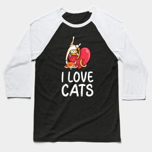 I Love Cats Baseball T-Shirt